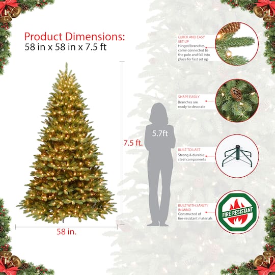 7.5ft. Pre-Lit Fraser Fir Artificial Christmas Tree, Clear Lights